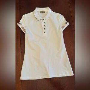 Burberry white Button Down Shirt Check Detail Cotton Polo-shirt